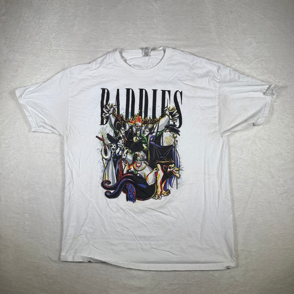 Disney Villains Badges T Shirt XL White Graphic Tee‎ Ursula Maleficent Cruella